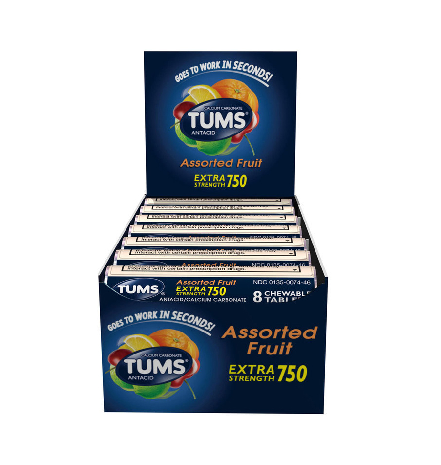 Tums Extra Strength Fruit Flavor,(Pack of 12)